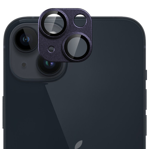 Unibody Matte Metal Tempered Glass Camera Lens Protector for iPhone 14 / iPhone 14 Plus - Dark Purple
