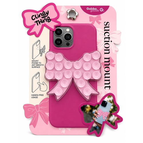 Gabba Goods Clingy Thing MagSafe Magnetic Suction Phone Mount - Bow Pink