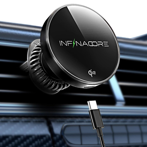 InfinaCore C1 MagSafe Compatible Magnetic Qi2 15W Wireless Air Vent Mount Car Charger - Black