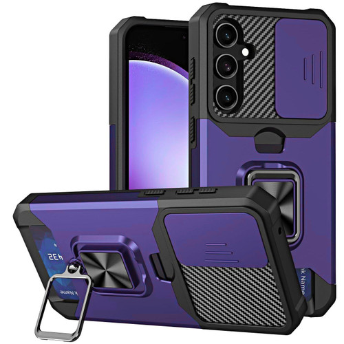 Military Grade All-In-One Ring Stand Card Case for Samsung Galaxy S26 FE - Purple