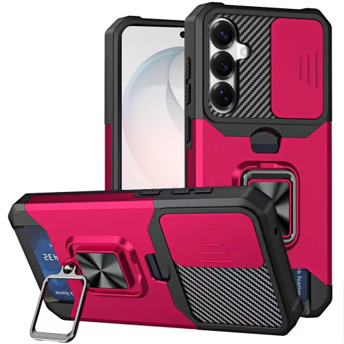 Military Grade All-In-One Ring Stand Card Case for Samsung Galaxy S26 FE - Hot Pink
