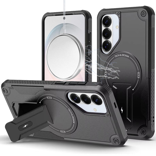 Military Grade HD Armor Magnetic Case with Kickstand for Samsung Galaxy S26 Plus - Black