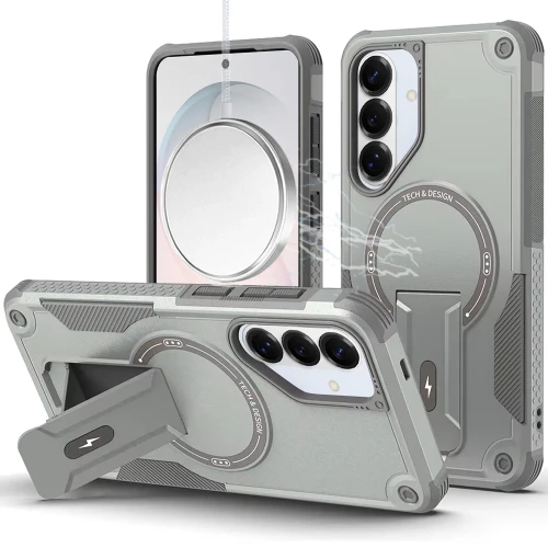 Military Grade HD Armor Magnetic Case with Kickstand for Samsung Galaxy S26 Plus - Grey