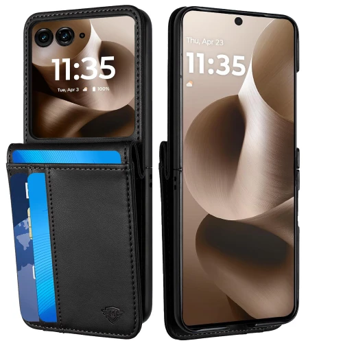 Luxury Leather Wallet Case for Motorola Razr Ultra 2026 / 2025 - Black