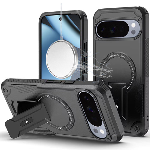 Military Grade HD Armor Magnetic Case with Kickstand for Google Pixel 11 Pro XL - Black