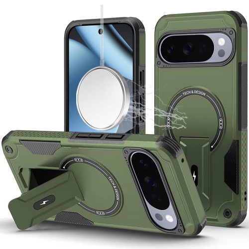 Military Grade HD Armor Magnetic Case with Kickstand for Google Pixel 11 Pro XL - Green