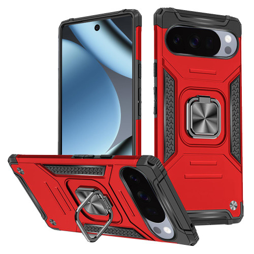 Military Grade Robust Series Dual Layer Hybrid Case with Ring Grip for Google Pixel 11 Pro XL - Red