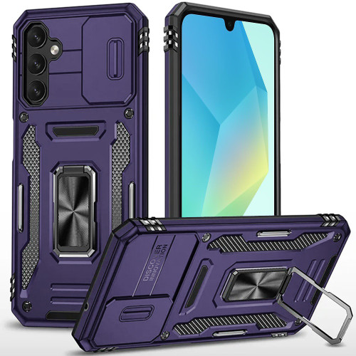 Military Grade Ring Holder Case with Camera Lens Cover for Samsung Galaxy A27 5G - Purple