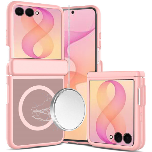 Shade Series Magnetic Ring Hybrid Case with Hinge Protection for Samsung Galaxy Z Flip 8 - Pink