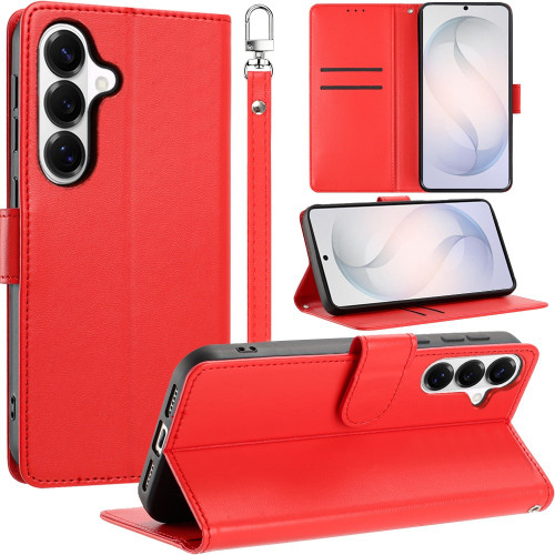 Element Series Book-Style Leather Folio Wallet Case for Samsung Galaxy S26 Plus - Red