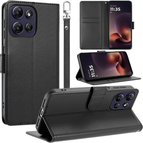 Element Series Book-Style Leather Folio Wallet Case for Motorola Moto G Power 2026 / 2025 - Black