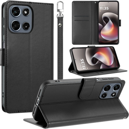 Element Series Book-Style Leather Folio Wallet Case for Motorola Moto G Stylus 2026 / 2025 - Black