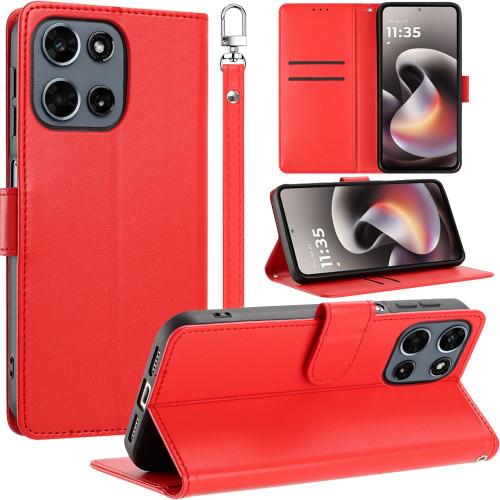Element Series Book-Style Leather Folio Wallet Case for Motorola Moto G Stylus 2026 / 2025 - Red