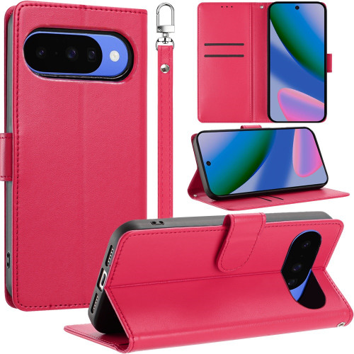 Element Series Book-Style Leather Folio Wallet Case for Google Pixel 10 / Pixel 10 Pro - Hot Pink