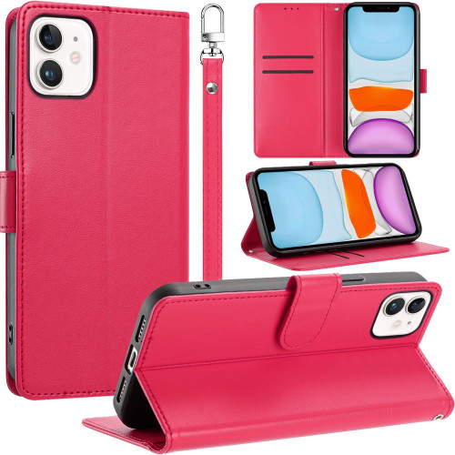 Element Series Book-Style Leather Folio Wallet Case for iPhone 11 - Hot Pink