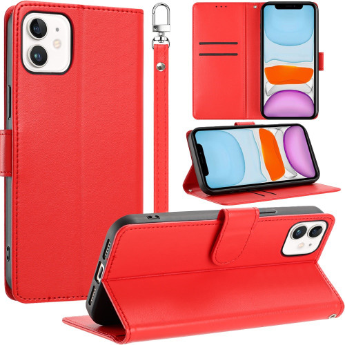 Element Series Book-Style Leather Folio Wallet Case for iPhone 11 - Red