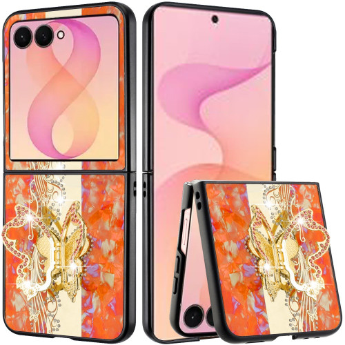Butterfly Diamond Rhinestone Case for Samsung Galaxy Z Flip 8 - Orange