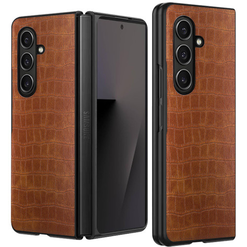 Alligator Skin Texture Leather Protective Cover for Samsung Galaxy Z Fold 8 Ultra - Brown