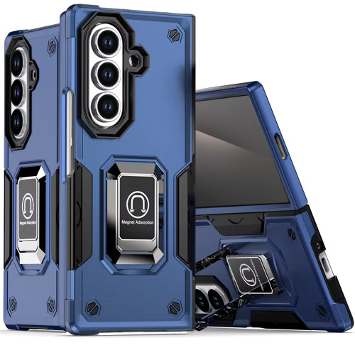 Military Grade Shockproof Hybrid Armor Case with Ring Grip for Samsung Galaxy Z Fold 8 Ultra - Blue