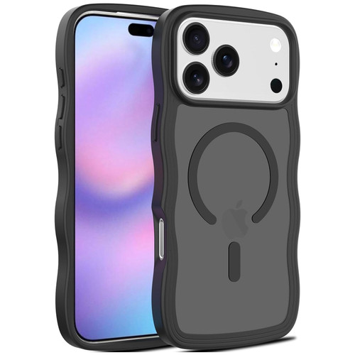 Shade Series Curly Wave Grip Hybrid Case with MagSafe for iPhone 18 Pro Max and iPhone 17 Pro Max - Black