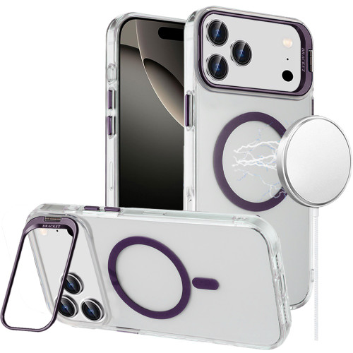 InFrame Series MagSafe Crystal Case with Camera Ring Stand for iPhone 18 Pro Max and iPhone 17 Pro Max - Purple