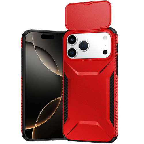 Combat Tough Series Hybrid Case with Camera Lens Cover for iPhone 18 Pro Max and iPhone 17 Pro Max - Red