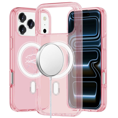 Slim Crystal Transparency MagSafe Case for iPhone 18 Pro Max and iPhone 17 Pro Max - Pink