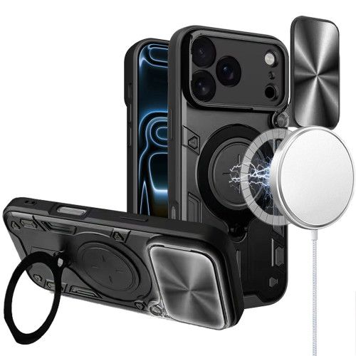 Superior Series Hybrid Case with Ring Stand and Camera Lens Cover for iPhone 18 Pro Max and iPhone 17 Pro Max - Black