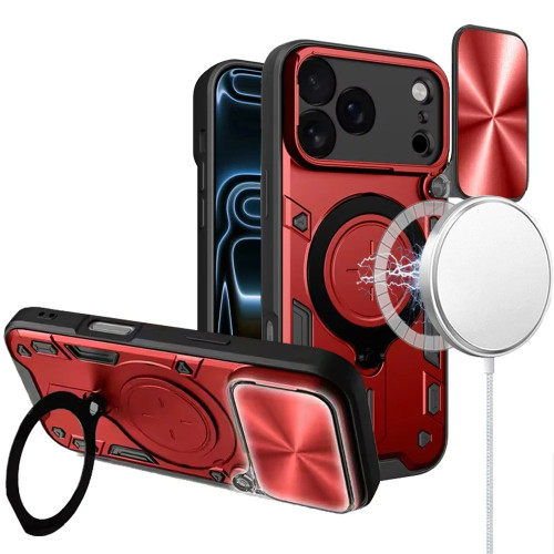 Superior Series Hybrid Case with Ring Stand and Camera Lens Cover for iPhone 18 Pro Max and iPhone 17 Pro Max - Red