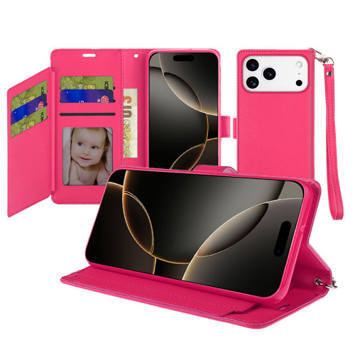 Extra Series Essential Leather Wallet Stand Case for iPhone 18 Pro Max and iPhone 17 Pro Max - Pink