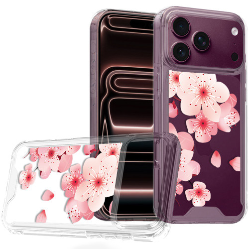 Designer Series Tough Shield Transparent Hybrid Case for iPhone 18 Pro Max and iPhone 17 Pro Max - Cherry Blossom