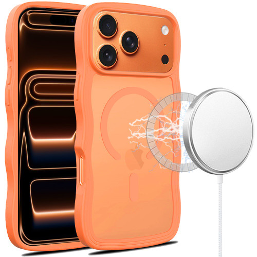 Shade Series Curly Wave Grip Hybrid Case with MagSafe for iPhone 18 Pro and iPhone 17 Pro - Cosmic Orange