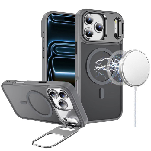 InFrame Series MagSafe Matte Case with Camera Ring Stand for iPhone 18 Pro and iPhone 17 Pro - Grey