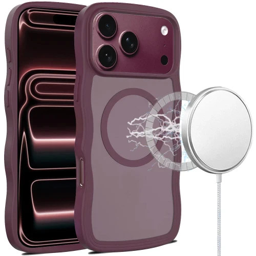Shade Series Curly Wave Grip Hybrid Case with MagSafe for iPhone 18 Pro and iPhone 17 Pro - Burgundy