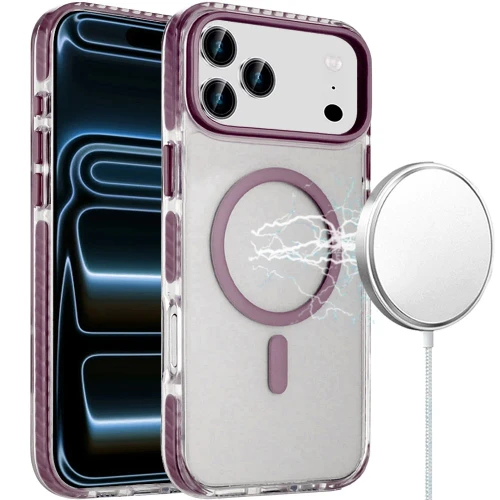 Transparent Protective Bumper Case with MagSafe for iPhone 18 Pro and iPhone 17 Pro - Burgundy