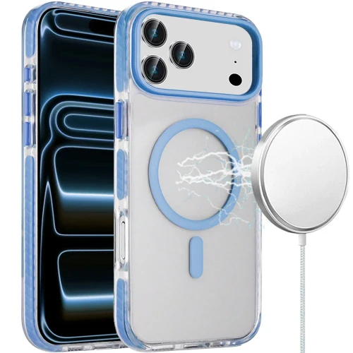 Transparent Protective Bumper Case with MagSafe for iPhone 18 Pro and iPhone 17 Pro - Light Blue