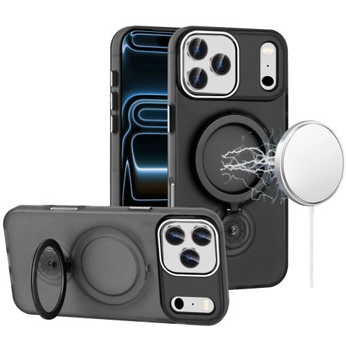 Candy Series MagSafe Hybrid Case with Kickstand Ring Holder for iPhone 18 Pro and iPhone 17 Pro - Black