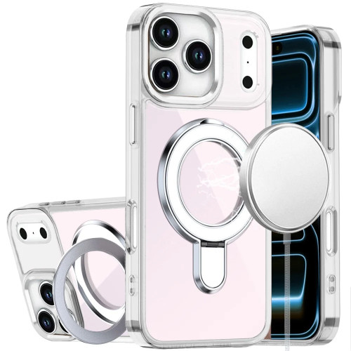 Electroplating Chrome Tough Shield Transparent Case with MagSafe Ring Holder for iPhone 18 Pro and iPhone 17 Pro - Clear