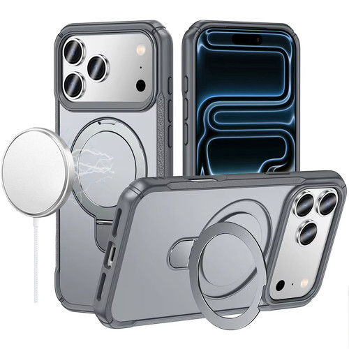 MagSafe Armor Stand Case for iPhone 18 Pro and iPhone 17 Pro - Grey
