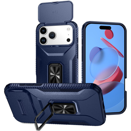 Combat Tough Series Ring Holder Case with Camera Lens Cover for iPhone 18 Pro and iPhone 17 Pro - Blue