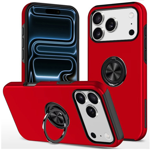 360 Rotating Ring Grip Hybrid Case for iPhone 18 Pro and iPhone 17 Pro - Red