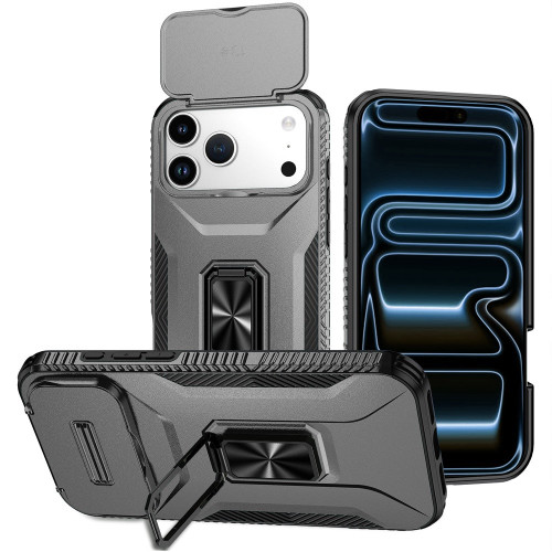 Combat Tough Series Ring Holder Case with Camera Lens Cover for iPhone 18 Pro and iPhone 17 Pro - Grey