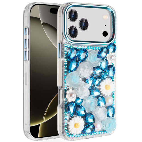 Luxurious Bling 3D Crystal Diamond Case for iPhone 18 Pro and iPhone 17 Pro - Blue