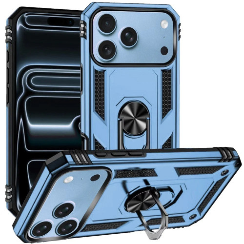 Military Grade Hybrid Case with Ring Grip for iPhone 18 Pro and iPhone 17 Pro - Light Blue