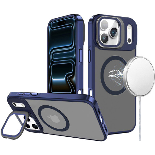 InFrame Series MagSafe Hybrid Case with Aluminum Camera Ring Stand for iPhone 18 Pro Max and iPhone 17 Pro Max - Blue
