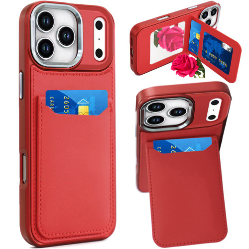 Flap Leather Wallet Fusion Case for iPhone 18 Pro and iPhone 17 Pro - Red