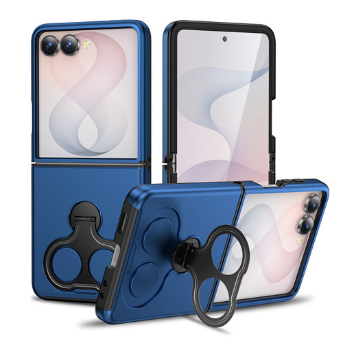 Double Finger Ring Holder Hybrid Stand Case for Samsung Galaxy Z Flip 8 - Blue