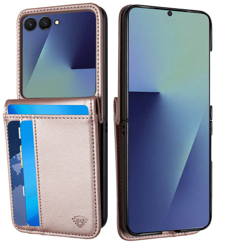 Luxury Leather Wallet Case for Samsung Galaxy Z Flip 8 - Rose Gold