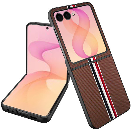Carbon Fiber Series Protective Cover for Samsung Galaxy Z Flip 8 - Brown