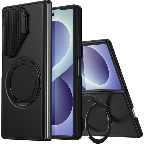 Tough Shield Hybrid Case with Magnetic Ring Holder and Camera Lens Cover for Samsung Galaxy Z Fold 8 Ultra - Black
